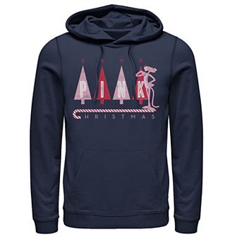 Men's Pink Panther Pink Christmas Portrait Graphic Hoodie