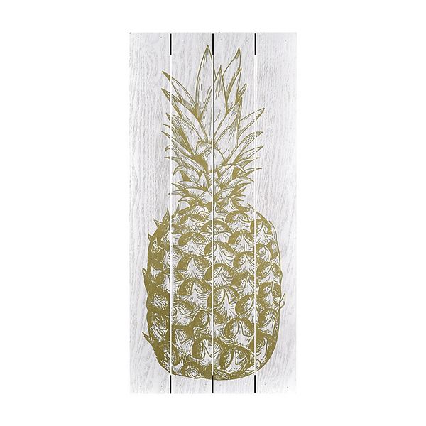New View Gifts Accessories Gold Planked Pineapple Wall Art