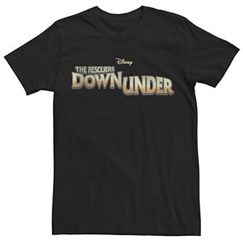 Men's Disney's Rescuers Down Under Yellow Text Movie Logo Tee