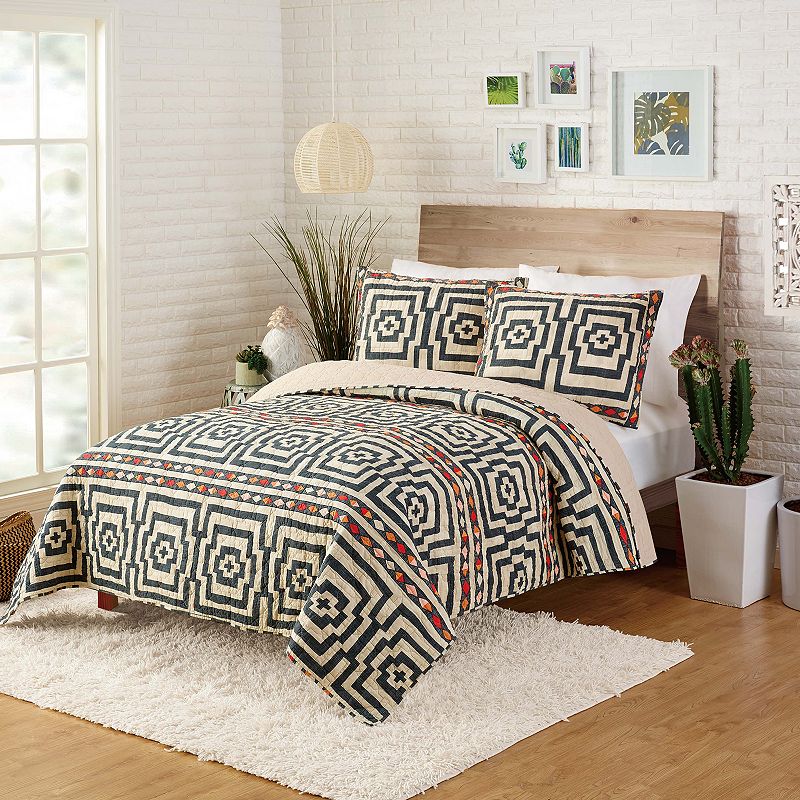 Jungalow by Justina Blakeney Hynotic Black 3-Piece Quilt Set  King