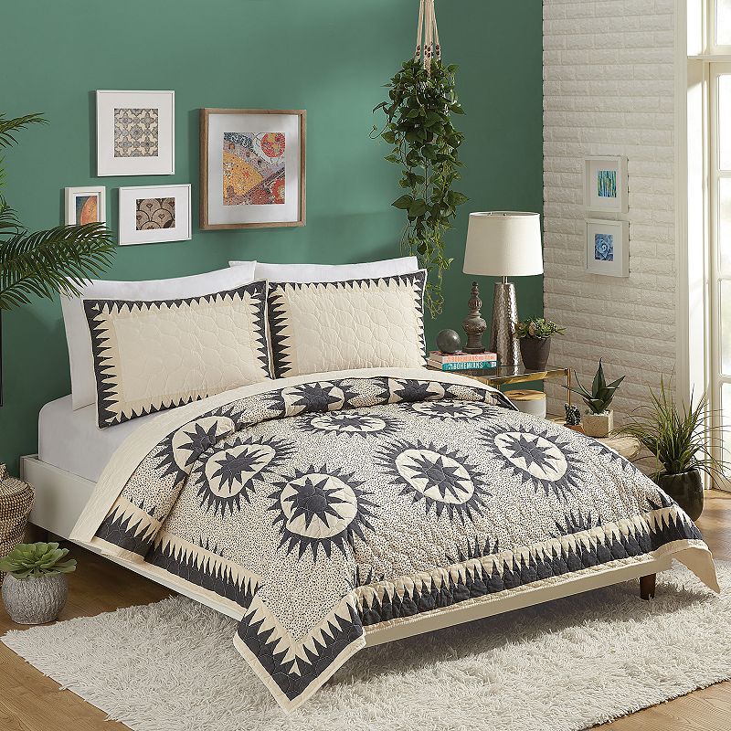 Jungalow by Justina Blakeney Soliel Cotton Cream 3-Piece Quilt Set  King