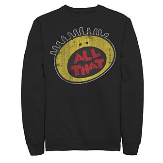 Men's Nickelodeon All That Classic Vintage Face Logo Title Graphic Fleece Pullover