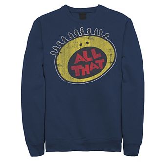 Men's Nickelodeon All That Classic Vintage Face Logo Title Graphic Fleece Pullover