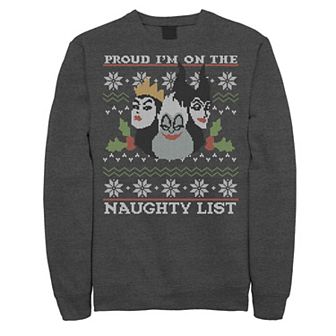 Men's Disney Villains Proud To Be On The Naughty List Ugly Sweater Fleece