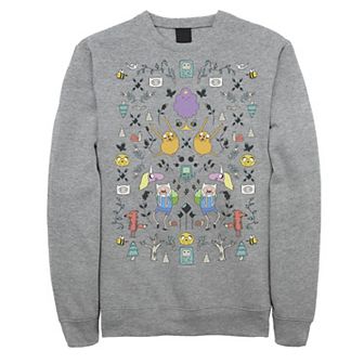 Men's Cartoon Network Adventure Time Character Icon Collage Sweatshirt