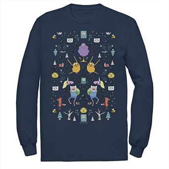 Men's Adventure Time Character Icon Collage Longsleeve Tee