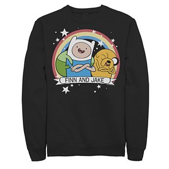 Men's Cartoon Network Adventure Time Finn & Jake Rainbow Banner Fleece