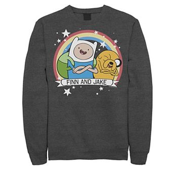 Men's Cartoon Network Adventure Time Finn & Jake Rainbow Banner Fleece