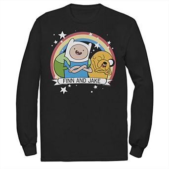 Men's Cartoon Network Adventure Time Finn & Jake Rainbow Banner Long Sleeve Tee