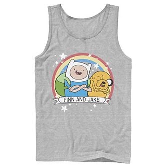 Men's Cartoon Network Adventure Time Finn & Jake Rainbow Banner Tank Top