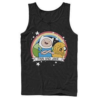 Men's Cartoon Network Adventure Time Finn & Jake Rainbow Banner Tank Top