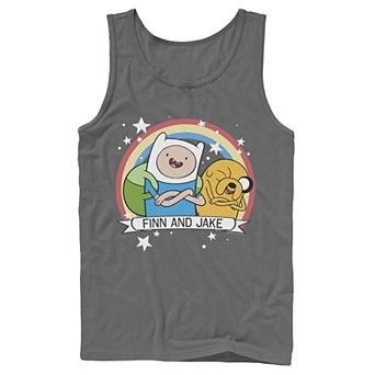 Men's Cartoon Network Adventure Time Finn & Jake Rainbow Banner Tank Top