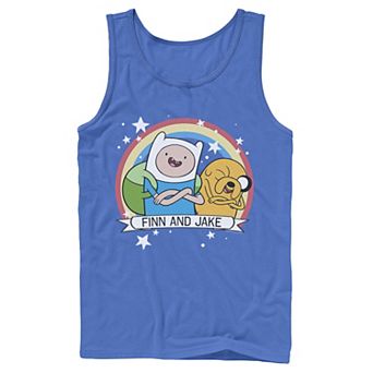 Men's Cartoon Network Adventure Time Finn & Jake Rainbow Banner Tank Top