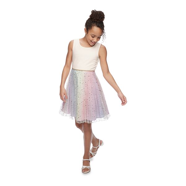 Girls 7 16 Bonnie Jean Embellished Mesh Rainbow Dress