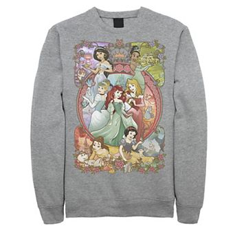 Men's Disney Princess Classic Cartoon Group Collage Sweatshirt