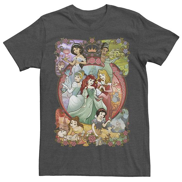 Men's Disney Princess Classic Cartoon Group Collage Tee