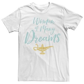 Men's Disney's Aladdin Live Action Woman Of Many Dreams Word Stack Tee
