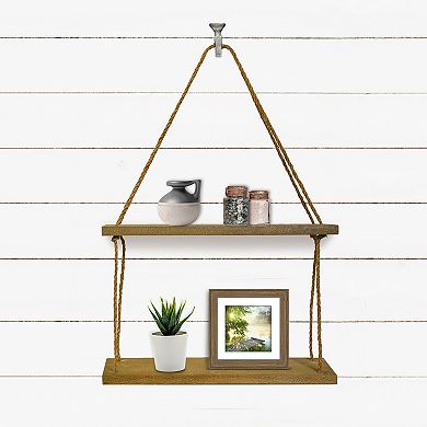 Belle Maison Double Hanging Shelf with Rope