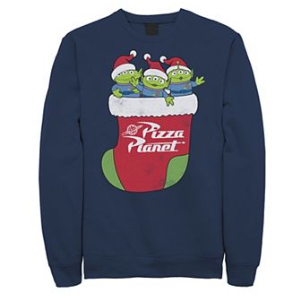 Disney / Pixar's Toy Story Men's Pizza Planet Aliens In Stocking Sweatshirt