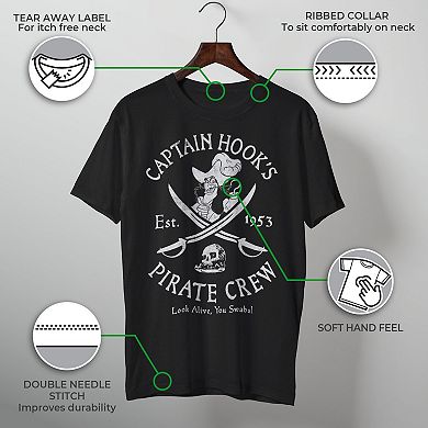 Disney's Peter Pan Captain Hook Men's Pirate Crew Graphic Tee