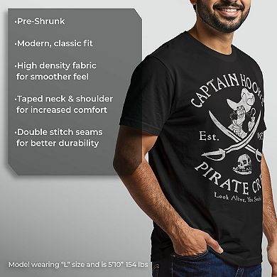 Disney's Peter Pan Captain Hook Men's Pirate Crew Graphic Tee
