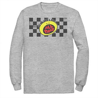 Men's Nickelodeon All That Checkered Logo Panel Long Sleeve Graphic Tee