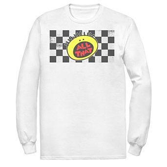 Men's Nickelodeon All That Checkered Logo Panel Long Sleeve Graphic Tee