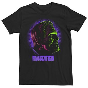 Men's Universal Monsters Frankenstein Black Light Head Shot Graphic Tee