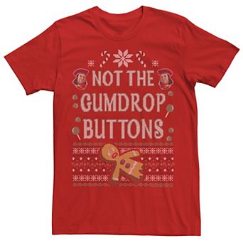 Men's Shrek Not The Gumdrop Buttons Ugly Sweater Style Christmas Graphic Tee