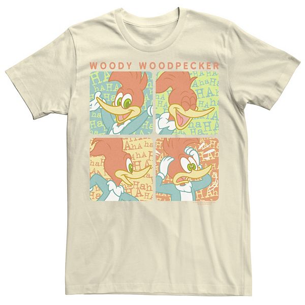 Men S Woody Woodpecker Laughing Portrait Panels Graphic Tee