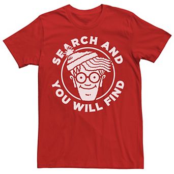 Men's Where's Waldo Search And You Will Find Waldo Portrait Stamp Graphic Tee