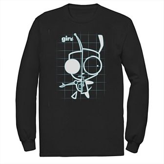 Men's Nickelodeon Invader Zim X-Ray Schematic GIR Long Sleeve Graphic Tee