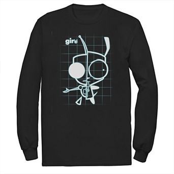 Men's Nickelodeon Invader Zim X-Ray Schematic GIR Long Sleeve Graphic Tee