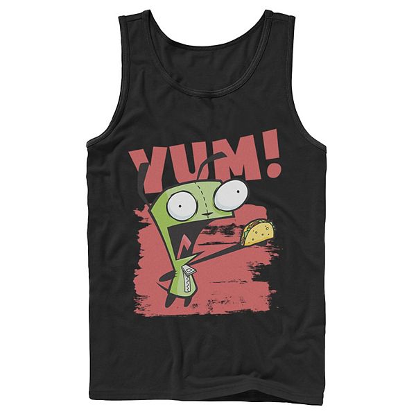 Mens Nickelodeon Invader Zim Gir Screaming Yum Taco Portrait Graphic Graphic Tank Top 2885