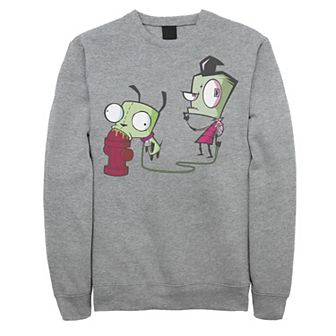 Men's Nickelodeon Invader Zim Walking Gir Fire Hydrant Portrait Graphic Fleece Pullover