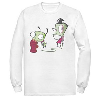 Men's Nickelodeon Invader Zim Walking Gir Fire Hydrant Portrait Long Sleeve Graphic Tee