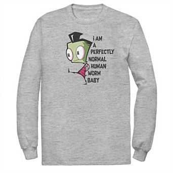 Men's Nickelodeon Invader Zim And Gir Watercolor Portrait Logo Long Sleeve Graphic Tee