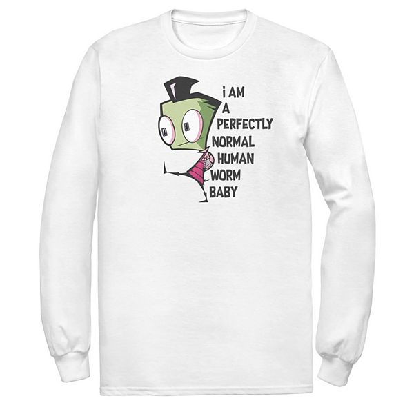 Mens Nickelodeon Invader Zim And Gir Watercolor Portrait Logo Long Sleeve Graphic Tee 5310