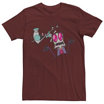 Men's Nickelodeon Invader Zim Gir Pulling Zim's Antennas Portrait Graphic Tee