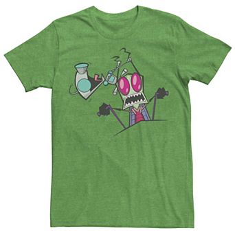 Men's Nickelodeon Invader Zim Gir Pulling Zim's Antennas Portrait Graphic Tee
