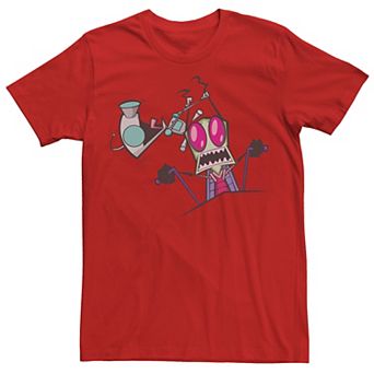 Men's Nickelodeon Invader Zim Gir Pulling Zim's Antennas Portrait Graphic Tee
