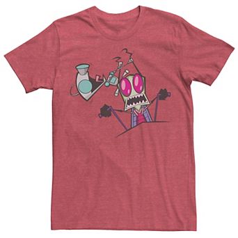 Men's Nickelodeon Invader Zim Gir Pulling Zim's Antennas Portrait Graphic Tee