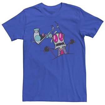 Men's Nickelodeon Invader Zim Gir Pulling Zim's Antennas Portrait Graphic Tee