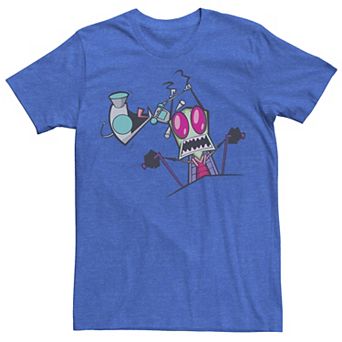 Men's Nickelodeon Invader Zim Gir Pulling Zim's Antennas Portrait Graphic Tee