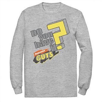 Men's Nickelodeon Guts Do You Have It Vintage Question Logo Long Sleeve Graphic Tee