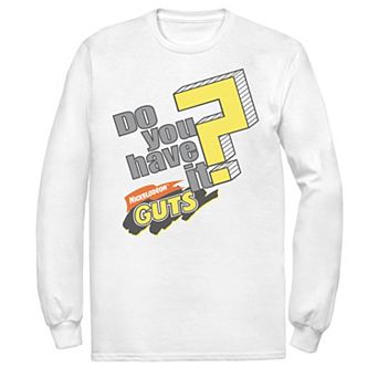 Men's Nickelodeon Guts Do You Have It Vintage Question Logo Long Sleeve Graphic Tee
