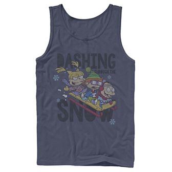 Men's Nickelodeon Rugrats Trio Dashing Through The Snow Sled Graphic Tank Top