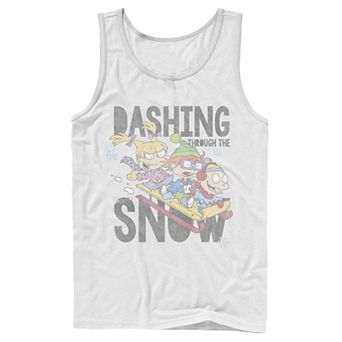Men's Nickelodeon Rugrats Trio Dashing Through The Snow Sled Graphic Tank Top