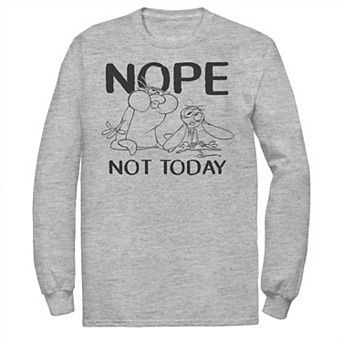 Men's Nickelodeon Ren And Stimpy Nope Not Today Sketch Long Sleeve Graphic Tee