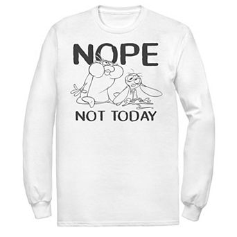 Men's Nickelodeon Ren And Stimpy Nope Not Today Sketch Long Sleeve Graphic Tee